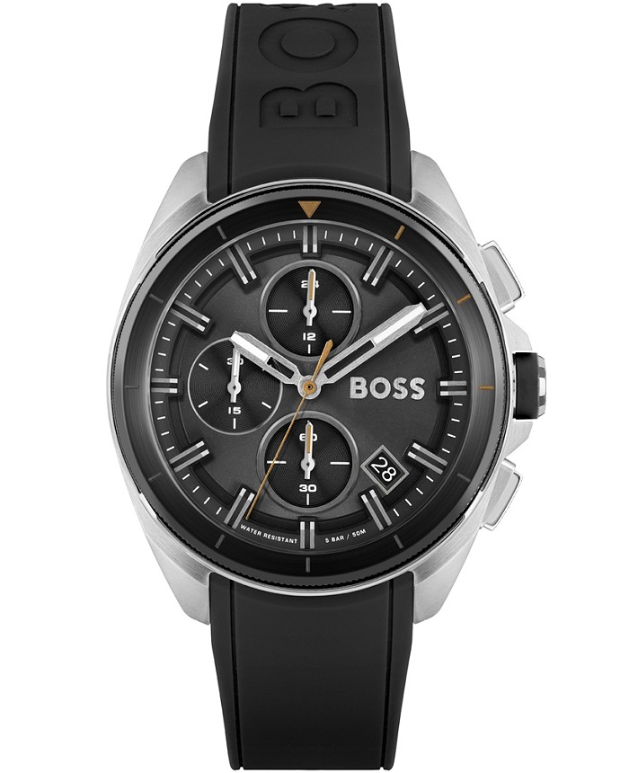 Hugo Boss Roloi Xronogafos Batarias me Mavro Kaoutsouk Louraki 1513953