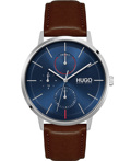 Hugo Boss Roloi Batarias me Kafe Dermatino Louraki 1530201