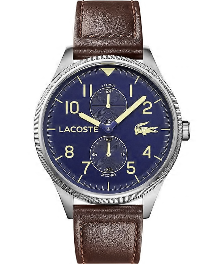 Lacoste Continental Roloi Batarias me Kafe Dermatino Louraki 2011040