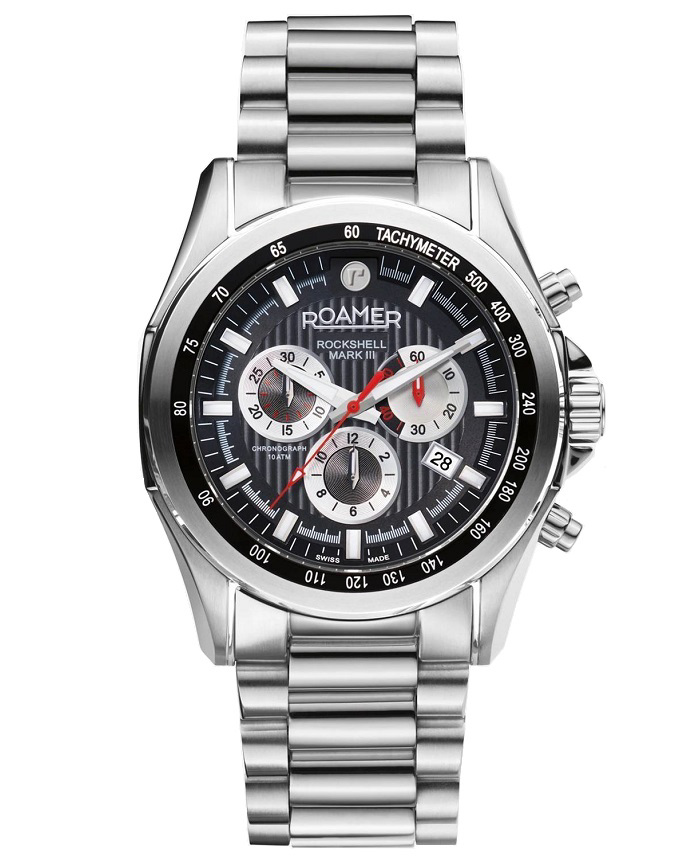 Roamer Rockshell Mark III Roloi Xronogafos Batarias me Asimi Metalliko Brasele 220837-41-55-20