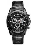 Roamer Rockshell Mark III Roloi Xronogafos Batarias me Mavro Dermatino Louraki 220837-42-55-02