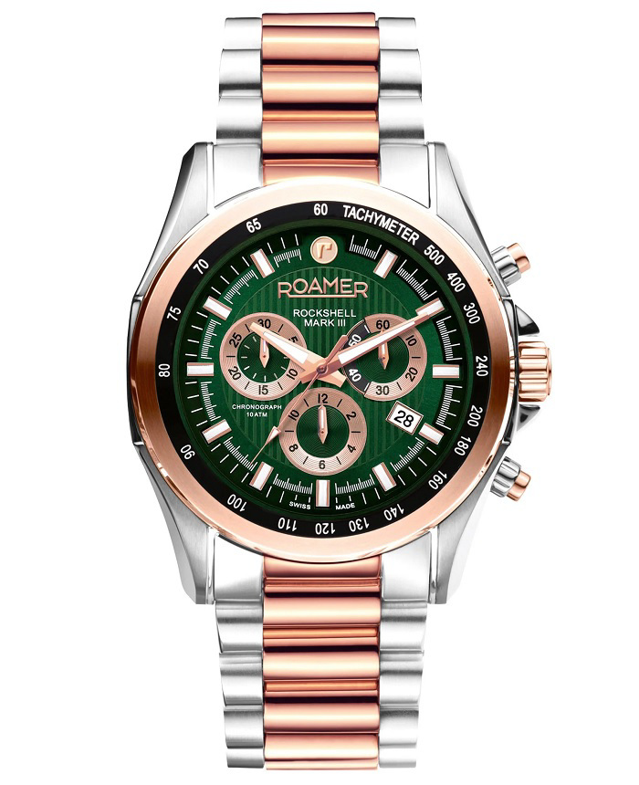 Roamer Rockshell Mark III Roloi Xronogafos Batarias me Roz Xruso / Asimi Metalliko Brasele 220837-49-75-20