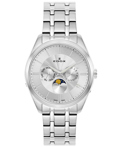 Edox Les Vauberts Moonphase Roloi Batarias me Asimi Metalliko Brasele 40008-3M-AIN