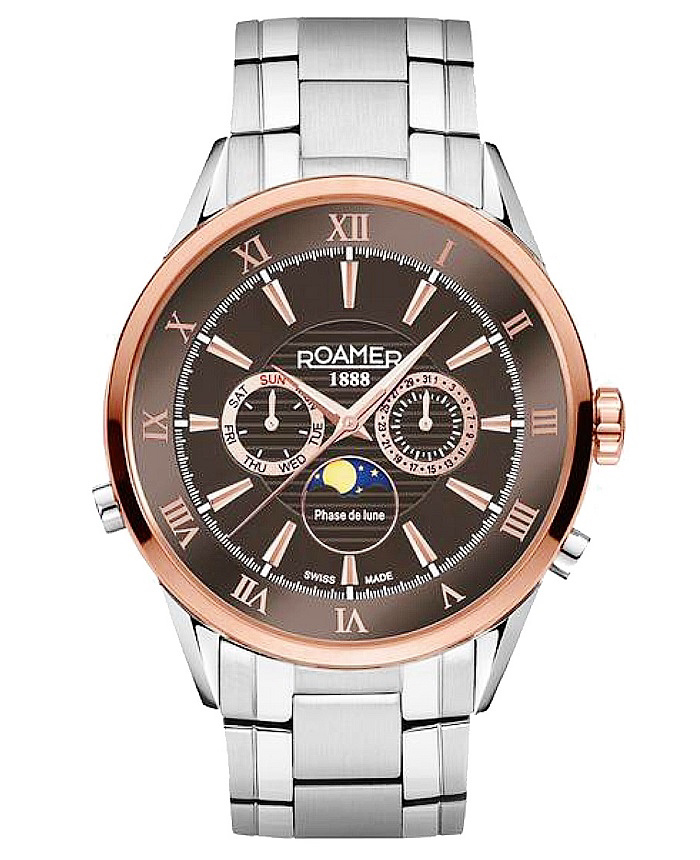 Roamer Superior Moonphase Roloi Batarias me Asimi Metalliko Brasele 508821-47-53-50