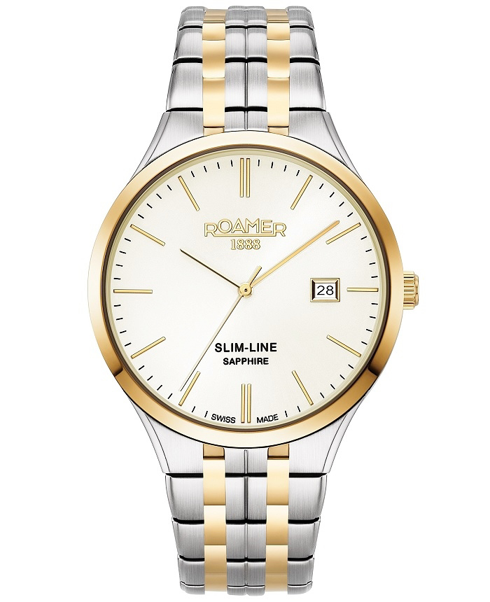 Roamer Slim Line Classic Roloi Batarias me Xruso / Asimi Metalliko Brasele 512833-47-35-20