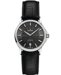 Edox Les Bemonts Roloi Batarias me Mavro Dermatino Louraki 57001-3-GIN