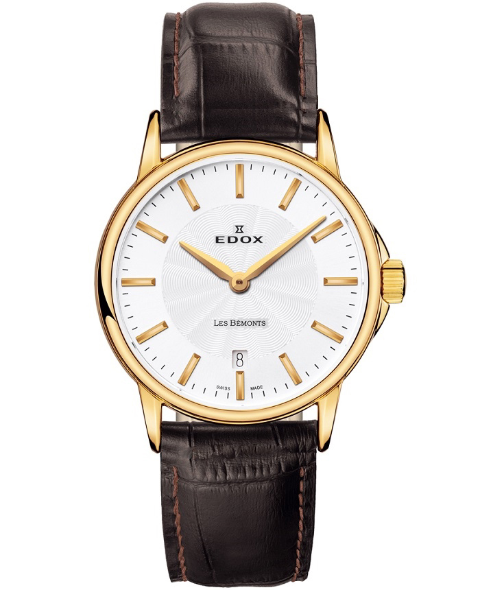 Edox Les Bemonts Roloi Batarias me Kafe Dermatino Louraki 57001-37J-AID