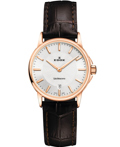Edox Les Bemonts Lady Roloi Batarias me Kafe Dermatino Louraki 57001-37R-NAIR