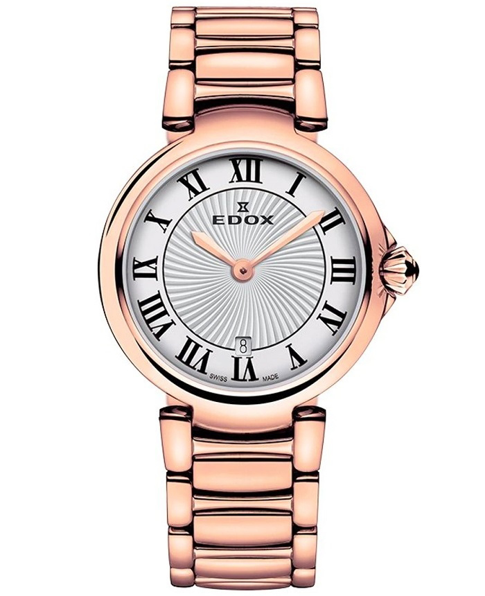 Edox LaPassion Roloi Batarias me Roz Xruso Metalliko Brasele 57002-37RM-AR