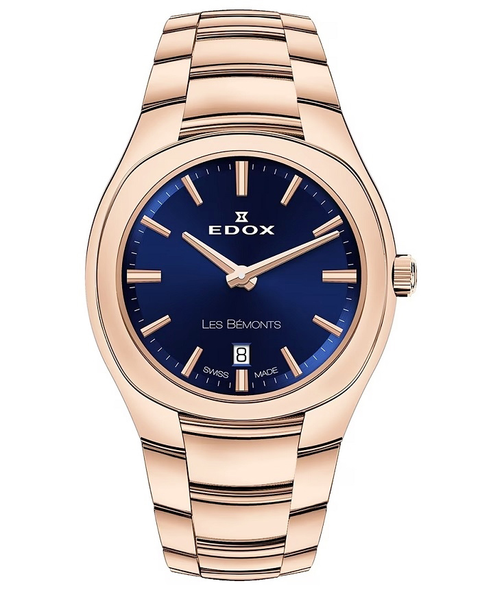 Edox Les Bemonts Roloi Batarias me Roz Xruso Metalliko Brasele 57004-37R-BUIR