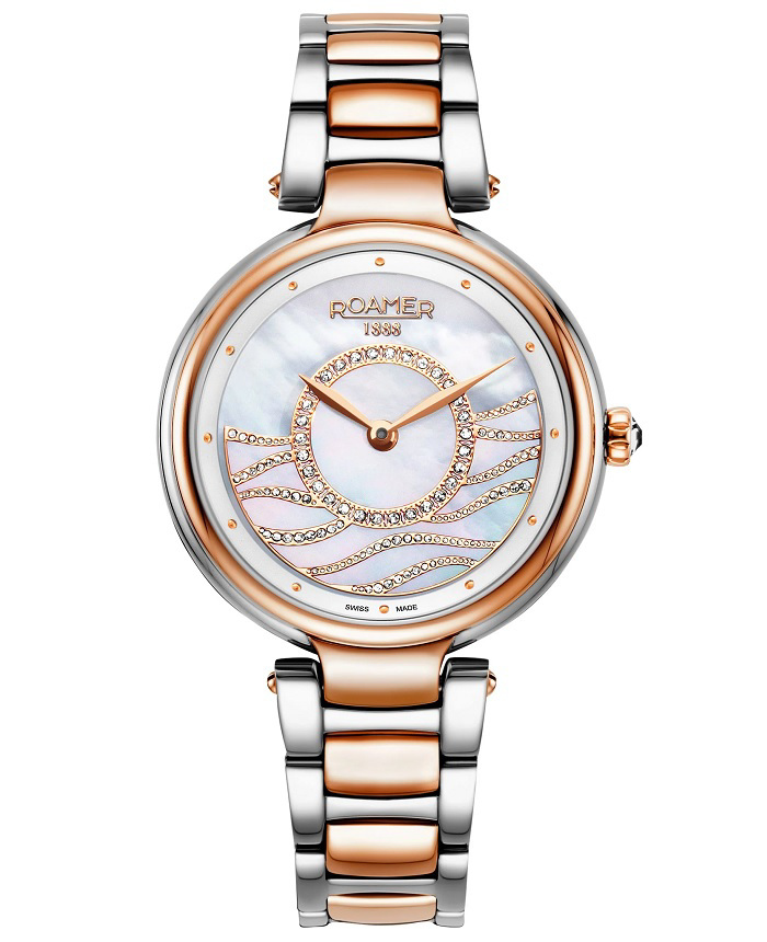 Roamer Lady Mermaid Roloi Batarias me Roz Xruso / Asimi Metalliko Brasele 600857-49-15-50