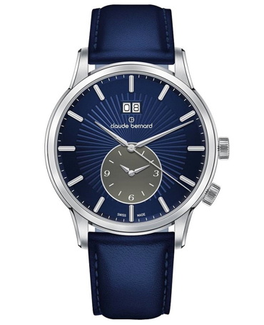 Claude Bernard Classic 2nd Time Zone Ρολόι Μπαταρίας με Μπλε Δερμάτινο Λουράκι 62007-3-BUIGN