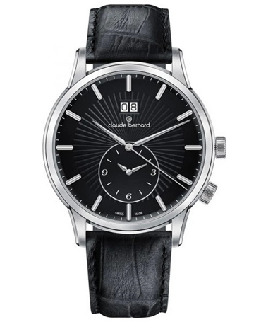 Claude Bernard Classic 2nd Time Zone Ρολόι Μπαταρίας με Μαύρο Δερμάτινο Λουράκι 62007-3-NIN