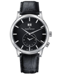 Claude Bernard Classic 2nd Time Zone Roloi Batarias me Mavro Dermatino Louraki 62007-3-NIN