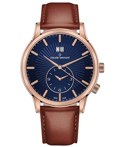 Claude Bernard Classic 2nd Time Zone Roloi Batarias me Kafe Dermatino Louraki 62007-37R-BUIR