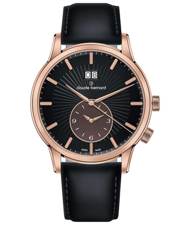 Claude Bernard Classic 2nd Time Zone Ρολόι Μπαταρίας με Μαύρο Δερμάτινο Λουράκι 62007-37R-NIBRR