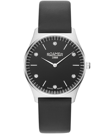 Roamer Elements Crystal Ρολόι Μπαταρίας με Μαύρο Δερμάτινο Λουράκι 650815-41-55-05