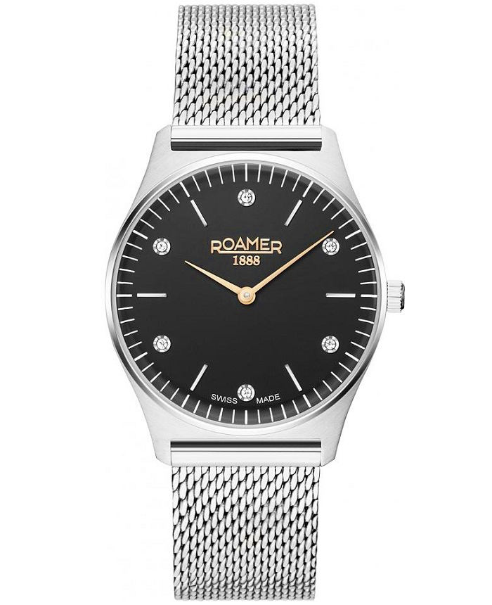 Roamer Elements Crystal Roloi Batarias me Asimi Metalliko Brasele 650815-41-60-90