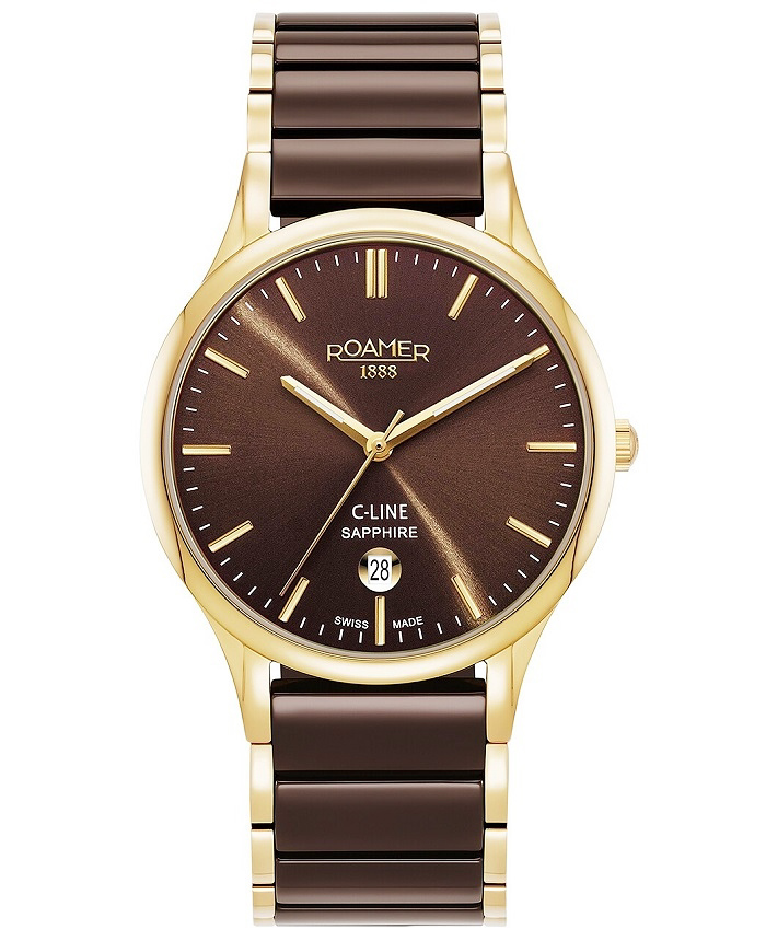 Roamer C-Line Roloi Batarias me Kafe Keramiko Brasele 658833-48-65-63