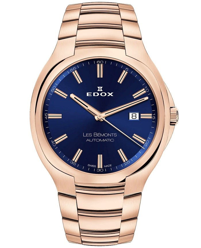 Edox Les Bemonts Roloi Aftomato me Roz Xruso Metalliko Brasele 80114-37R-BUIR