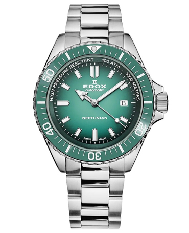 Edox Skydiver Neptunian Ρολόι Αυτόματο με Ασημί Μεταλλικό Μπρασελέ 80120-3VM-N-VDN1