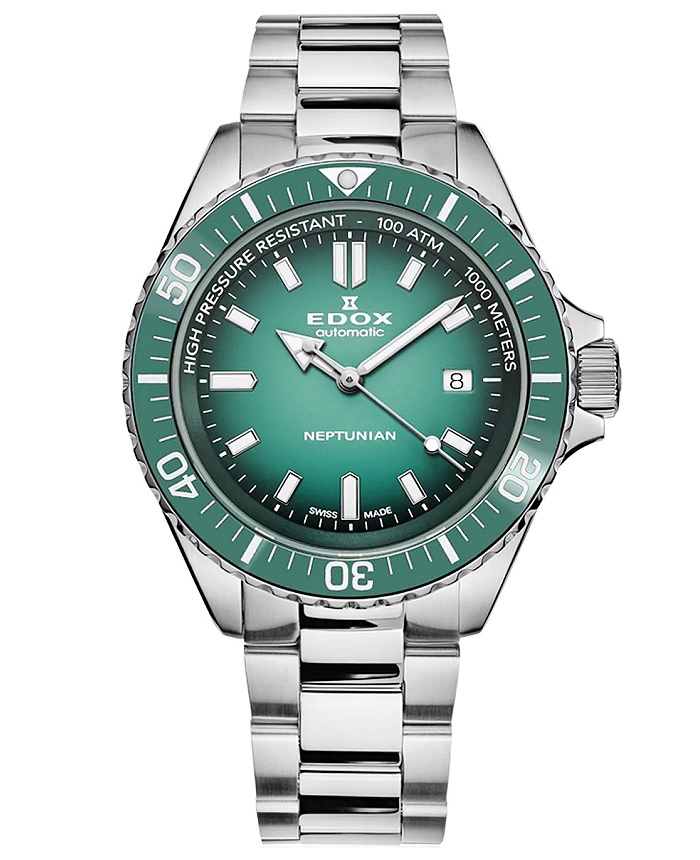 Edox Skydiver Neptunian Roloi Aftomato me Asimi Metalliko Brasele 80120-3VM-N-VDN1