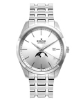 Edox Les Vauberts Moonphase Roloi Aftomato me Asimi Metalliko Brasele 80505-3M-AIN