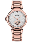 Edox LaPassion Open Heart Roloi Aftomato me Roz Xruso Metalliko Brasele 85025-37RM-AIR