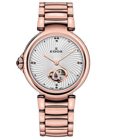 Edox LaPassion Open Heart Ρολόι Αυτόματο με Ροζ Χρυσό Μεταλλικό Μπρασελέ 85025-37RM-AIR