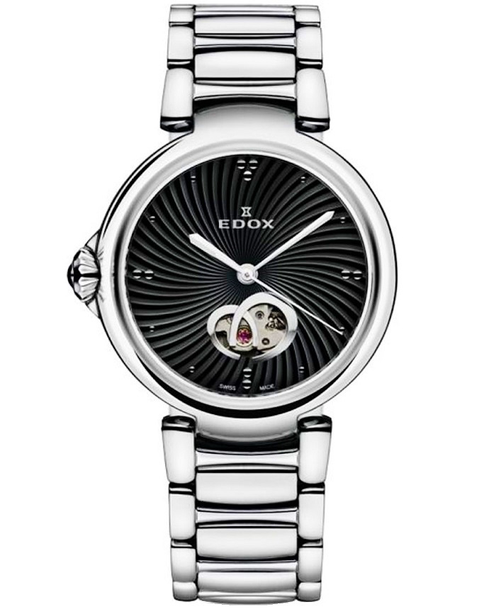 Edox LaPassion Open Heart Roloi Aftomato me Asimi Metalliko Brasele 85025-3M-NIN
