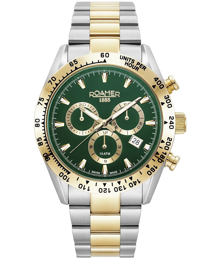 Roamer Monza 100 Roloi Xronogafos Batarias me Xruso / Asimi Metalliko Brasele 850837-47-75-20
