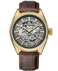 Claude Bernard Skeleton Roloi Aftomato me Kafe Dermatino Louraki 85307-37JC-GID