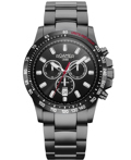 Roamer Rimini Roloi Xronogafos Batarias me Mavro Metalliko Brasele 861837-44-55-20