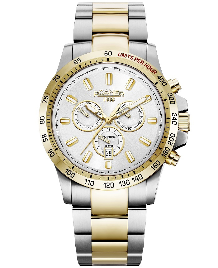 Roamer Rimini Roloi Xronogafos Batarias me Xruso / Asimi Metalliko Brasele 861837-47-15-20