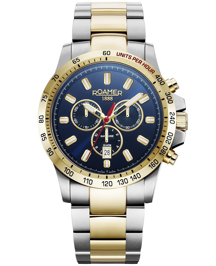 Roamer Rimini Roloi Xronogafos Batarias me Xruso / Asimi Metalliko Brasele 861837-47-45-20