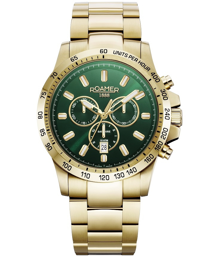 Roamer Rimini Roloi Xronogafos Batarias me Xruso Metalliko Brasele 861837-48-75-20