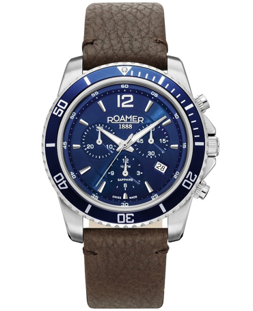 Roamer Nautic 100 Ρολόι Χρονογράφος Μπαταρίας με Καφέ Δερμάτινο Λουράκι 862837-41-45-02
