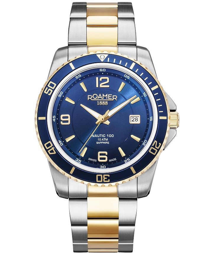 Roamer Nautic 100 Roloi Batarias me Xruso / Asimi Metalliko Brasele 862844-47-45-20