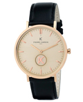 Pierre Cardin Belleville Stripes Roloi Batarias me Mavro Dermatino Louraki CBV.1048