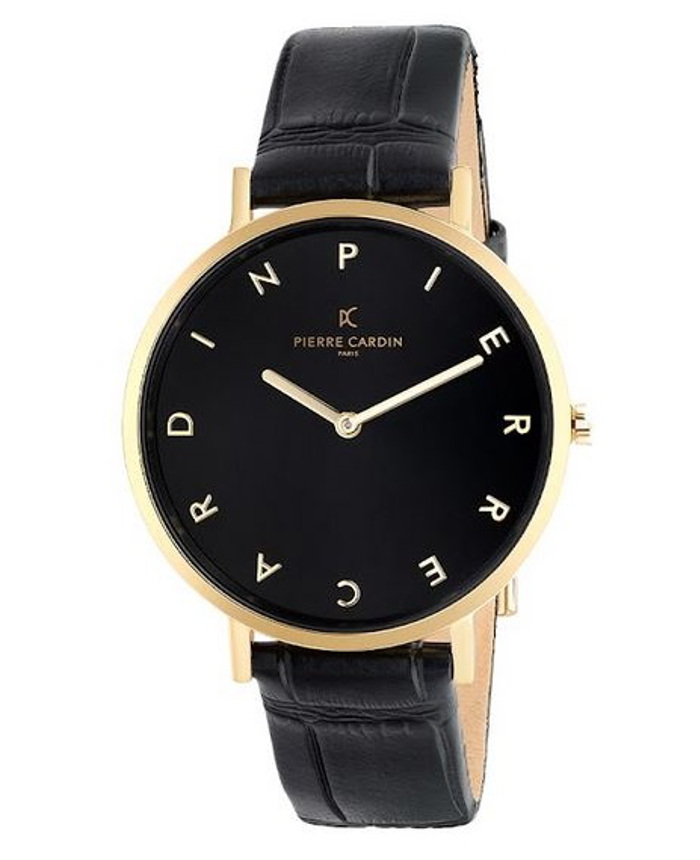 Pierre Cardin Belleville Tribute Roloi Batarias me Mavro Dermatino Louraki CBV.1146