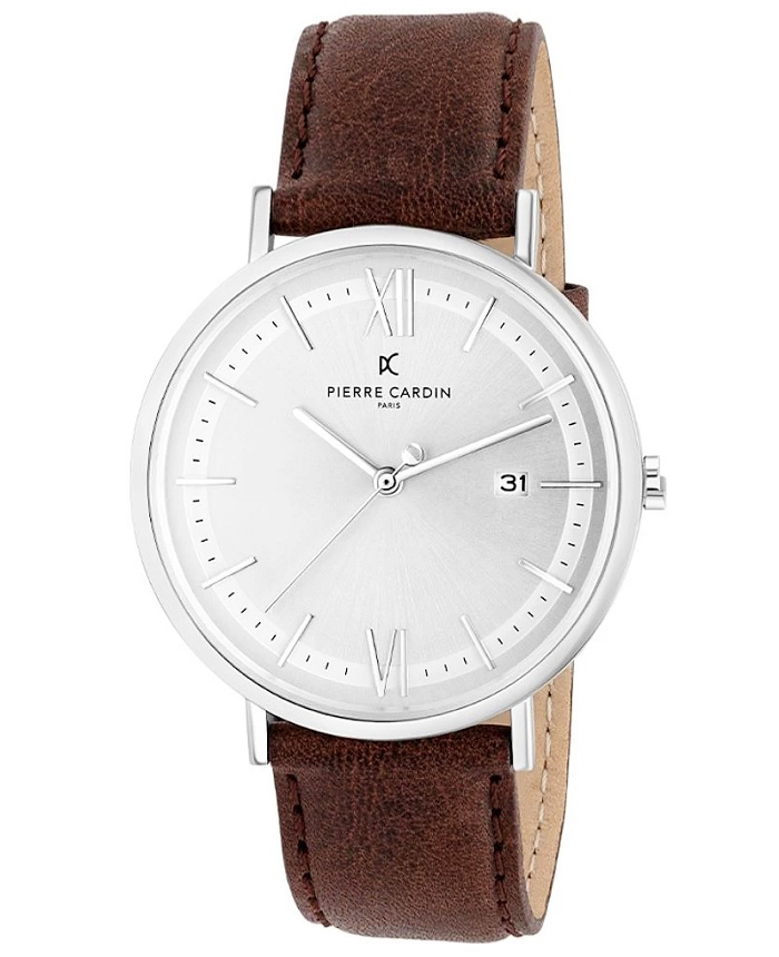 Pierre Cardin Belleville Essential Roloi Batarias me Kafe Dermatino Louraki CBV.1150