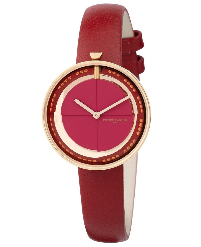 Pierre Cardin Marais Mirror Roloi Batarias me Kokkino Dermatino Louraki CMA.0007