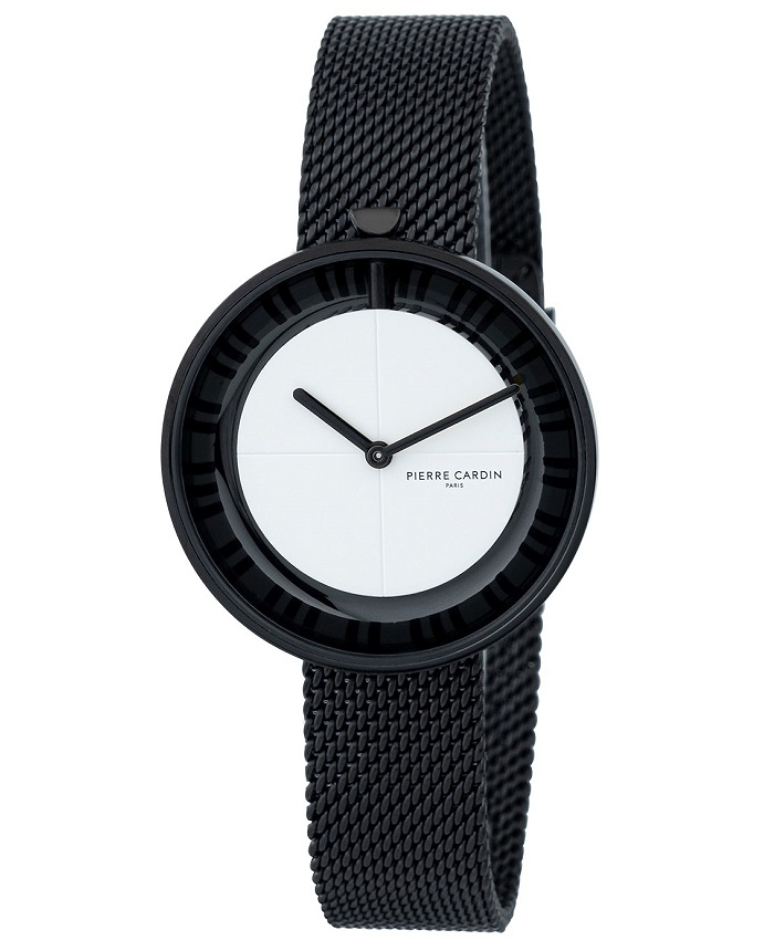 Pierre Cardin Marais Piano Roloi Batarias me Mavro Metalliko Brasele CMA.0018