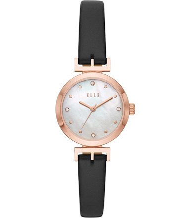 Elle Odeon Ρολόι Μπαταρίας με Μαύρο Δερμάτινο Λουράκι ELL21004