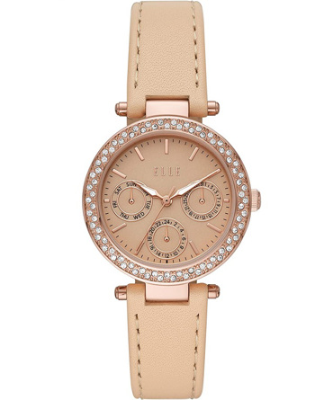 Elle Marais Ρολόι Μπαταρίας με Μπεζ Δερμάτινο Λουράκι ELL23001