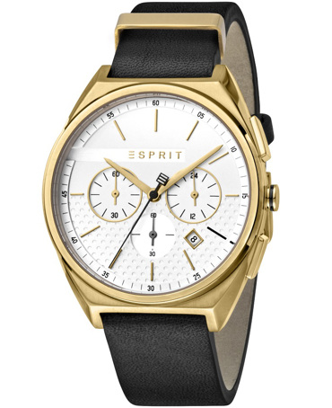 Esprit Slice Ρολόι Χρονογράφος Μπαταρίας με Μαύρο Δερμάτινο Λουράκι ES1G062L0025