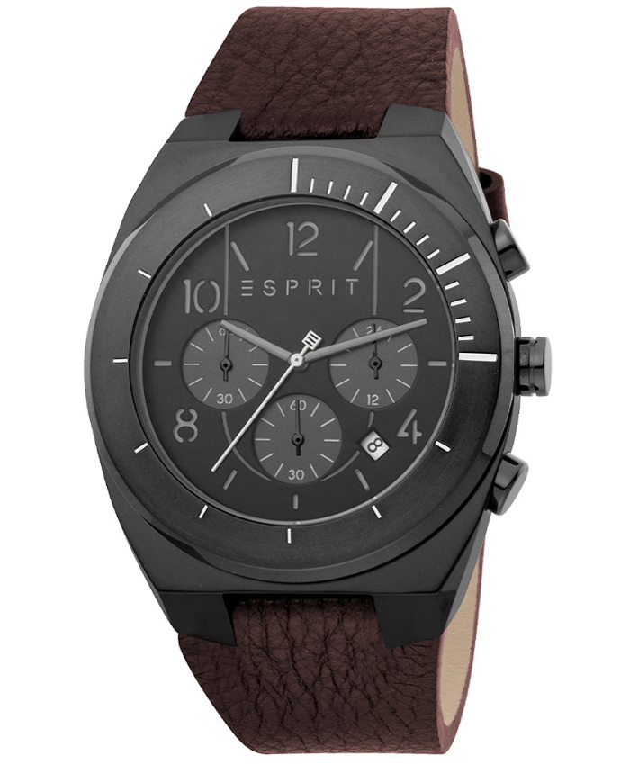 Esprit Strike Roloi Xronogafos Batarias me Kafe Dermatino Louraki ES1G157L0035