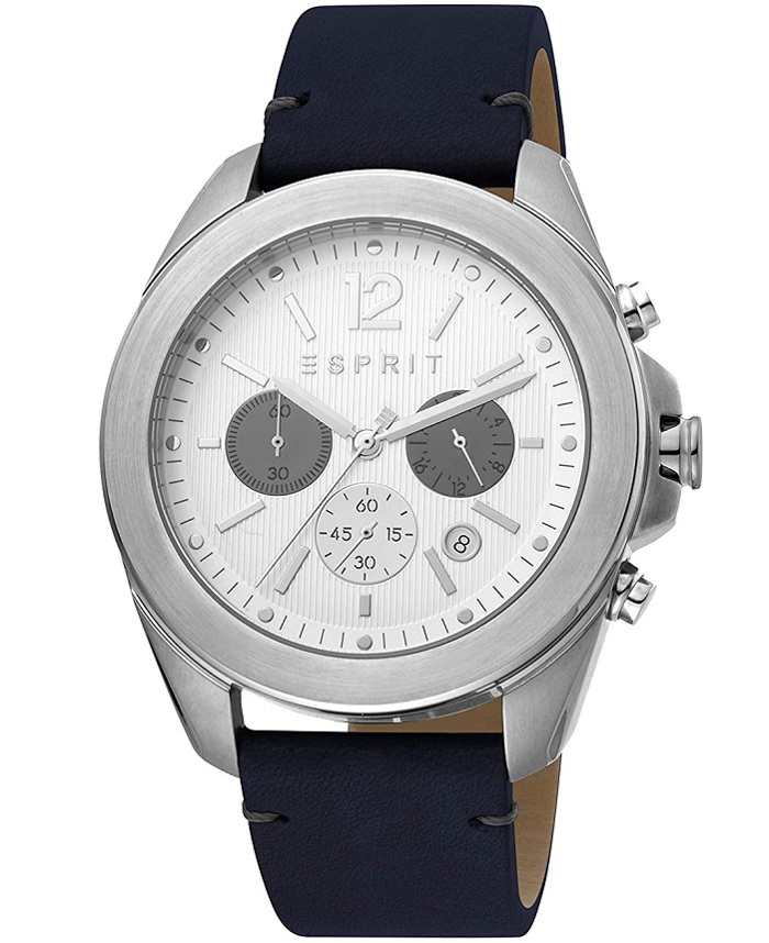 Esprit Field Roloi Xronogafos Batarias me Ble Dermatino Louraki ES1G159L0015