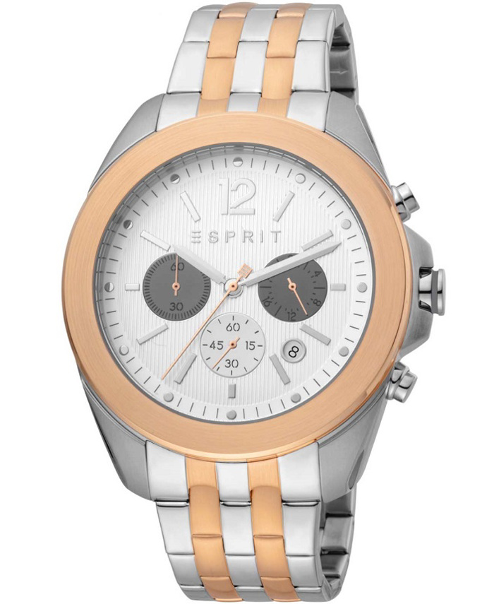 Esprit Field Roloi Xronogafos Batarias me Roz Xruso / Asimi Metalliko Brasele ES1G159M0095