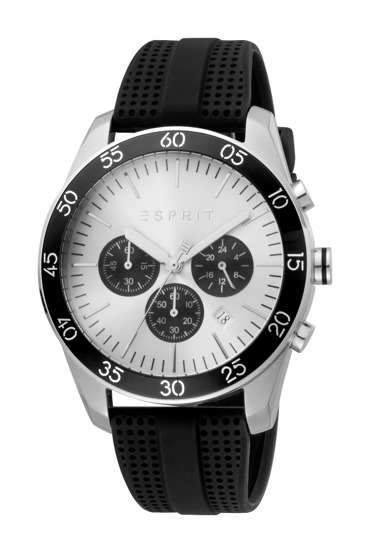 Esprit Jordan Ρολόι Χρονογράφος Μπαταρίας με Μαύρο Καουτσούκ Λουράκι ES1G204P0035
